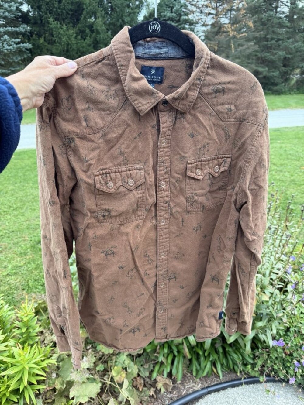 ROARK Revival Range brown flannel rodeo western oxen cowboy shirt L gorpcore